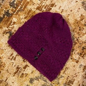 Wine colored Beanie with Buttons
